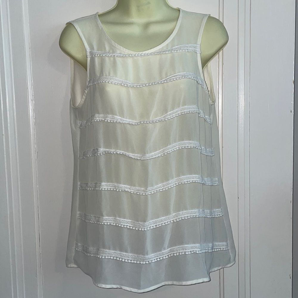 NWOT Ann‎ Taylor LOFT cream/ivory semi sheer polyester tank/camisole